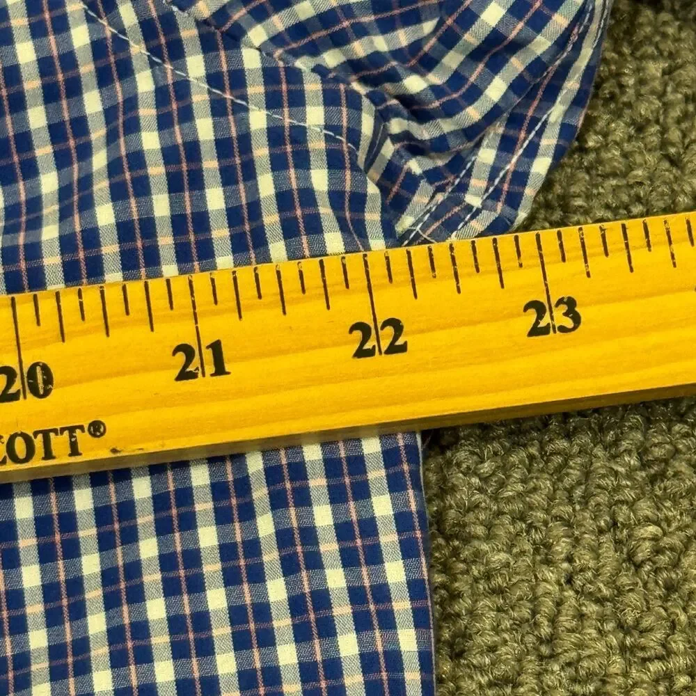 Banana Republic Non Iron Slim Fit Mens Blue Dress Cufflink L Shirt 16-16 1/2